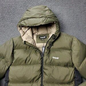 NEW ONLY NY Jacket Mens XL Packable Snorkel Puffer Down Nylon Green